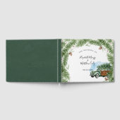  groene auto met sneeuwkerstbruiloft gastenboek (Volledig)
