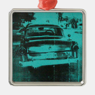 Groene auto metalen ornament