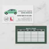 Groene auto, rijschool/instructeur afspraak visitekaartje (Voorkant / Achterkant)