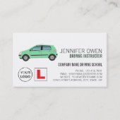 Groene auto, rijschool/instructeur afspraak visitekaartje (Voorkant)