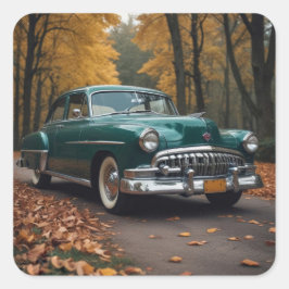  groene auto vierkante sticker