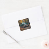  groene auto vierkante sticker (Envelop)