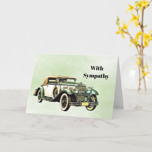  Groene Auto Waterverf Sympathie Kaart (Gele Bloem)