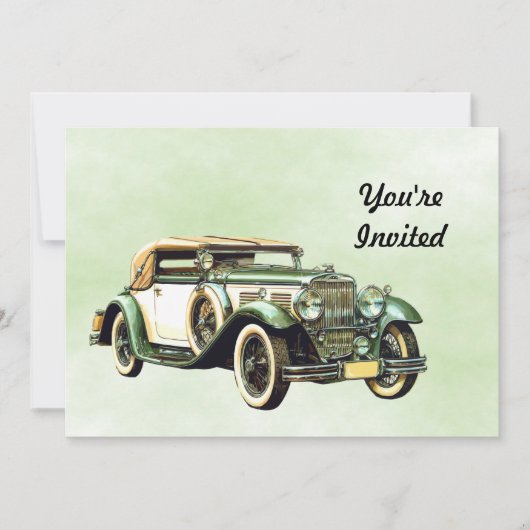 groene auto Waterverf verjaardag Kaart (Voorkant)