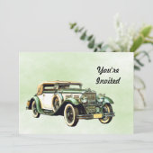  groene auto Waterverf verjaardag Kaart (Staand voorkant)