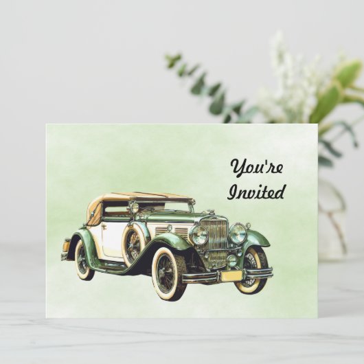groene auto Waterverf verjaardag Kaart (Staand voorkant)