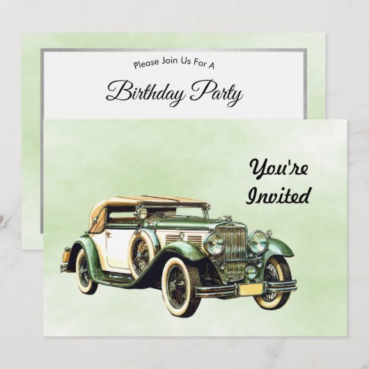  groene auto Waterverf verjaardag Kaart (Voorkant / Achterkant)