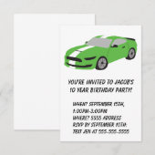 Groene autojongens/mannen verjaardagskaart kaart (Voorkant / Achterkant)