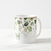 Groene Avocado Botanische Patroon Monogramed Koffiemok (Voorkant rechts)