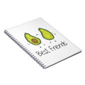 Groene Avocado Cartoon Vriendschap Afbeelding Vrie Notitieboek (Rechterzijde)