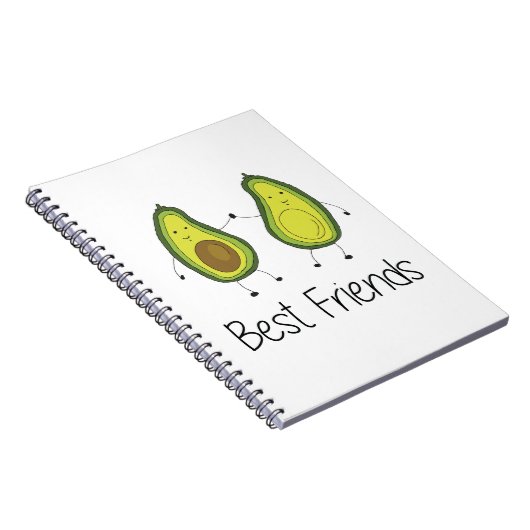 Groene Avocado Cartoon Vriendschap Afbeelding Vrie Notitieboek (Rechterzijde)