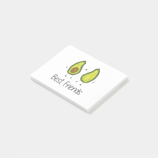 Groene Avocado Cartoon Vriendschap Afbeelding Vrie Post-it® Notes (Schuin)