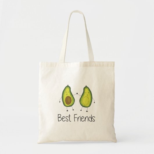 Groene Avocado Cartoon Vriendschap Afbeelding Vrie Tote Bag (Voorkant)