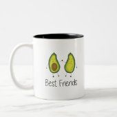 Groene Avocado Cartoon Vriendschap Afbeelding Vrie Tweekleurige Koffiemok (Links)