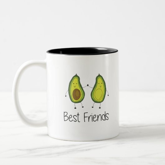 Groene Avocado Cartoon Vriendschap Afbeelding Vrie Tweekleurige Koffiemok (Links)