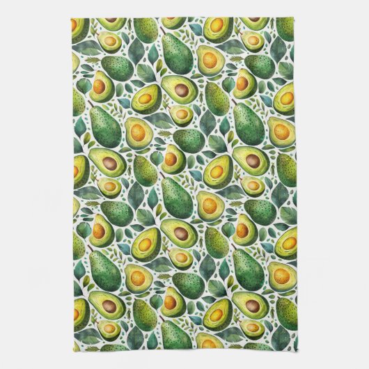 Groene Avocado en Kruiden Keukenhanddoek (Verticaal)