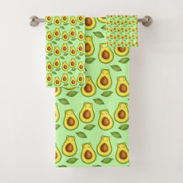 Groene avocado kat bad handdoek