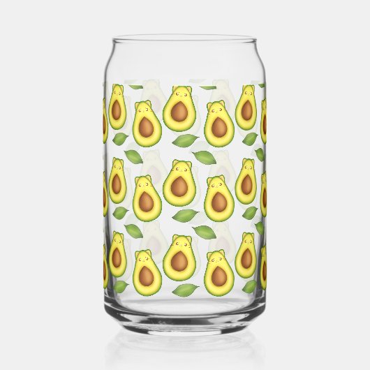 Groene avocado kat blikvorm glas (Voorkant)