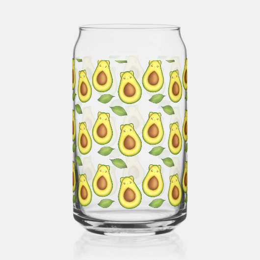 Groene avocado kat blikvorm glas (Achterkant)