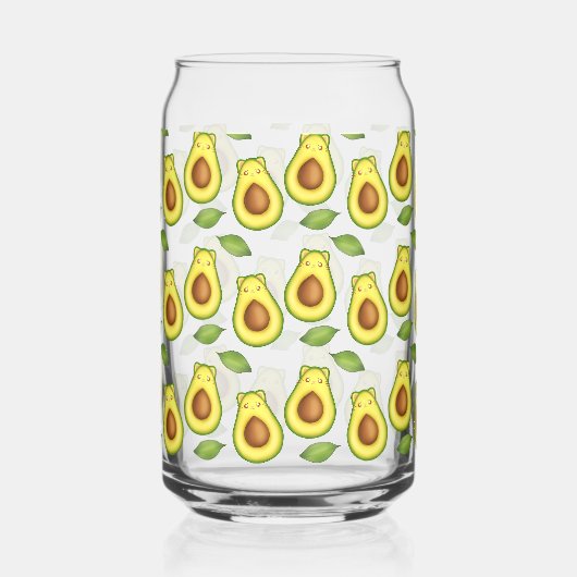 Groene avocado kat blikvorm glas (Links)