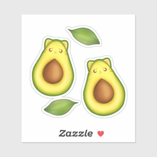 Groene avocado kat sticker (Vel)