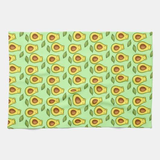 Groene avocado kat theedoek (Horizontaal)