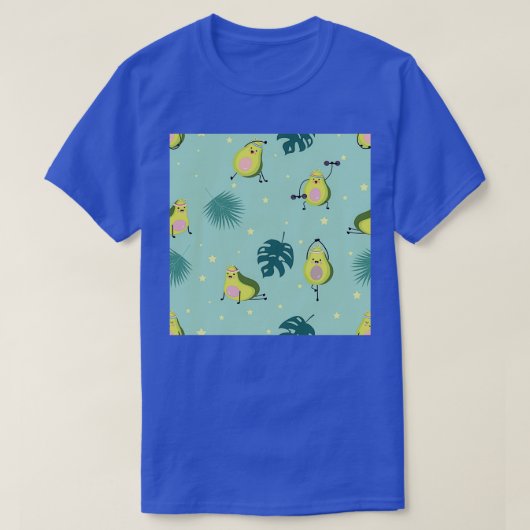 Groene avocado naadloos met blad en ster t-shirt (Design voorkant)