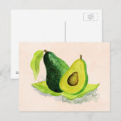 Groene Avocado, nog steeds levend fruit in Waterve Briefkaart (Voorkant / Achterkant)