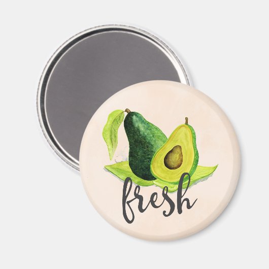 Groene Avocado, nog steeds levend fruit in Waterve Magneet (Voorkant / Achterkant)