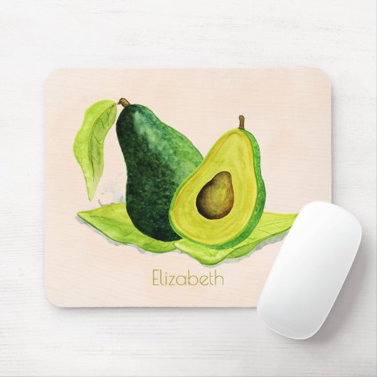 Groene Avocado, nog steeds levend fruit in Waterve Muismat (Met muis)
