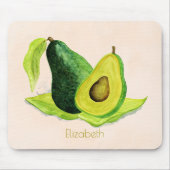 Groene Avocado, nog steeds levend fruit in Waterve Muismat (Voorkant)