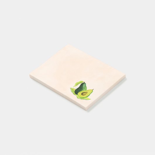 Groene Avocado, nog steeds levend fruit in Waterve Post-it® Notes (Schuin)