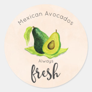 Groene Avocado, nog steeds levend fruit in Waterve Ronde Sticker