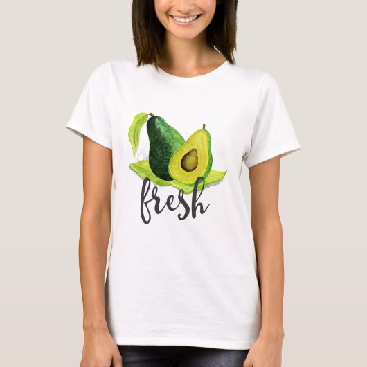 Groene Avocado, nog steeds levend fruit in Waterve T-shirt (Voorkant)