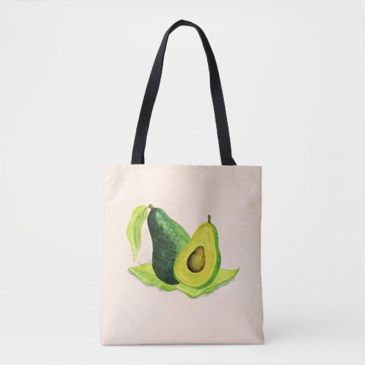 Groene Avocado, nog steeds levend fruit in Waterve Tote Bag (Voorkant)