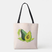 Groene Avocado, nog steeds levend fruit in Waterve Tote Bag (Achterkant)