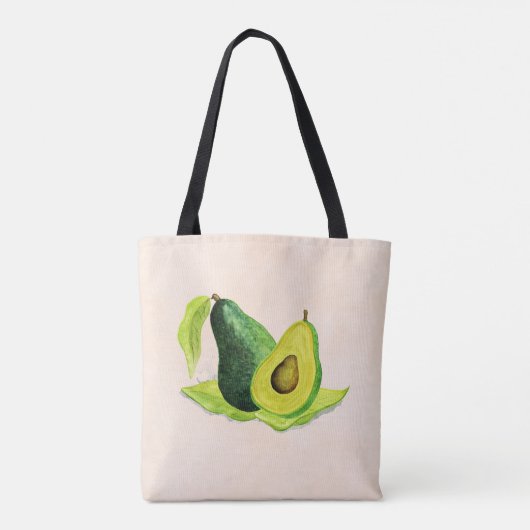 Groene Avocado, nog steeds levend fruit in Waterve Tote Bag (Achterkant)