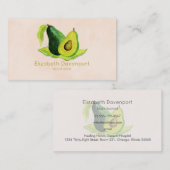 Groene Avocado, nog steeds levend fruit in Waterve Visitekaartje (Voorkant / Achterkant)