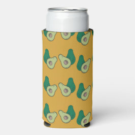 Groene avocado op bruin seltzer blikjeskoeler