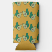 Groene avocado op bruin seltzer blikjeskoeler (Achterkant)