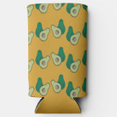 Groene avocado op bruin seltzer blikjeskoeler (Voorkant)