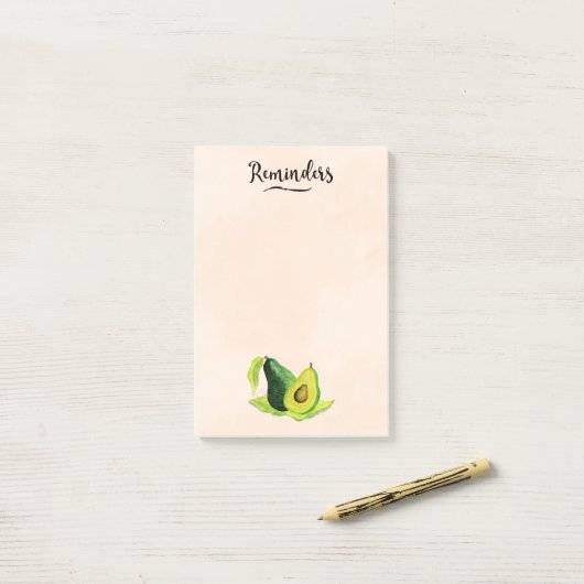Groene Avocado still Life Fruit "Reminders" Post-it® Notes (Op bureau)