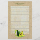 Groene avocado Stilleven fruit in Waterverf gevoer Briefpapier (Voorkant)