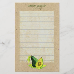 Groene avocado Stilleven fruit in Waterverf gevoer Briefpapier