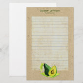 Groene avocado Stilleven fruit in Waterverf gevoer Briefpapier (Voorkant / Achterkant)