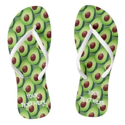 Groene avocado-strandflipflops voor vegetariër teenslippers (Voetbed)
