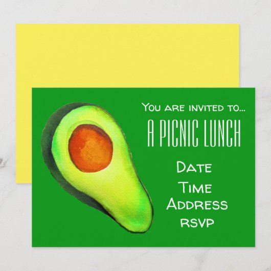 Groene avocado Summer picnic lunchpauze Kaart (Voorkant / Achterkant)