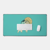 Groene Avocado Surfing op een stuk Pizza Bureaumat (Keyboard & Muis)