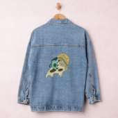 Groene Avocado Surfing op een stuk Pizza Denim Jacket (Hangar)
