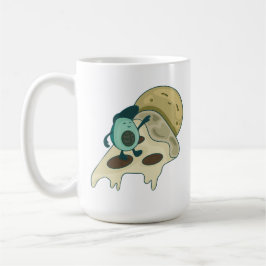 Groene Avocado Surfing op een stuk Pizza Koffiemok